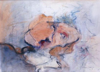Kiro URDIN- né en 1945 PORTRAIT D'HOMME, 1989 Aquarelle, signée et datée en bas à...