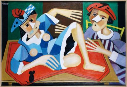 Roland CHANCO- né en 1914 LA PETITE SOURIS NOIRE Huile sur toile, signée en bas à...