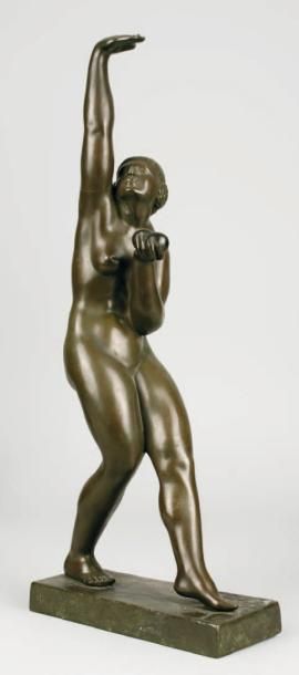 Georges CHAUVEL- 1886-1962 ÉVE Épreuve en bronze à patine brun nuancé, signée. (Accident...
