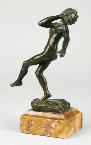 Emmone et André CAVACOS- 1885-? LA DANSEUSE Épreuve en bronze à patine brun nuancé,...