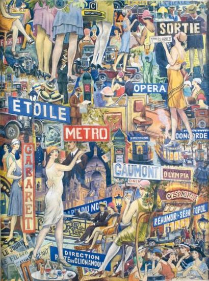 Alexandre ROUBTZOFF- 1884-1949 IMPRESSIONS DE PARIS Aquarelle, signée en bas à droite....