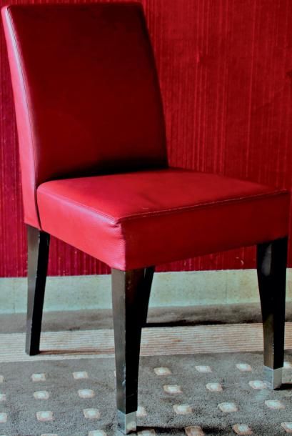 null Lot de 6 chaises rouges en simili cuir rouge