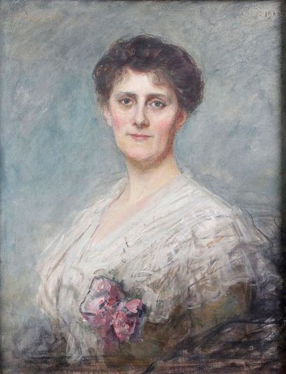 Ferdinand HUMBERT - 1842-1934 PORTRAIT DE FEMME AU BOUQUET DE FLEURS, 1913
Huile...