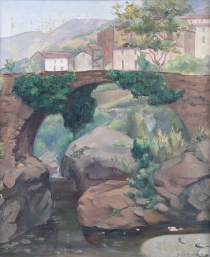 Raymond LEVI-STRAUSS, école française du XIX-XXe siècle PONT SUR LA RIVIÈRE, 1932
Huile...