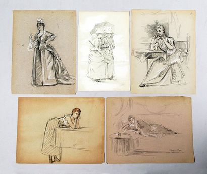 Lucien LOPEZ-SILVA (né en 1862) SUITE DE VINGT-TROIS DESSINS FIGURANT DES PORTRAITS...