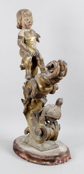 ALLEMAGNE, XVIIIe siècle, ou Flandres ÉLÉMENT DE DÉCORATION en chêne sculpté, ajouré...