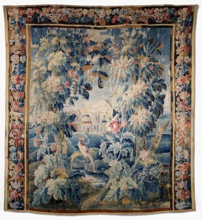 Aubusson-Felletin, XVIIIe siècle TAPISSERIE verdure exotique en laine à décor de...