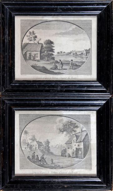 D'après David TENIERS - 1610-1690 DEUX SCÈNES DE LA VIE HOLLANDAISE gravées par Jos...