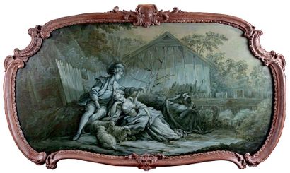 ÉCOLE FRANÇAISE du XVIIIe siècle, suiveur de François BOUCHER ANNETTE ET LUBIN Toile...