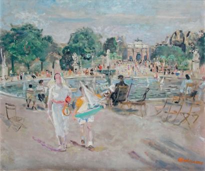 Lucien ADRION - 1889-1953 PARIS, LE JARDIN DES TUILERIES
Huile sur toile signée en...
