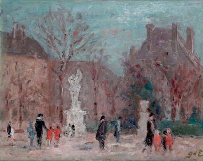 Georges d'ESPAGNAT - 1870-1950 PARIS, LE JARDIN DU LUXEMBOURG
Huile sur toile signée...