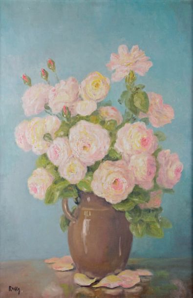 Marie-Madeleine de RASKY – 1897-1982 VASE DE ROSES
Huile sur toile signée en bas...