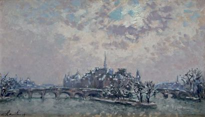 André HAMBOURG 1909-1989 FIN D'HIVER SUR L'ILE DE LA CITÉ
Huile sur toile signée...