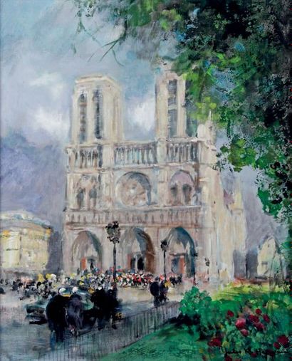 Jules René HERVÉ - 1887-1981 PARIS, NOTRE-DAME
Huile sur toile signée en bas à gauche,...