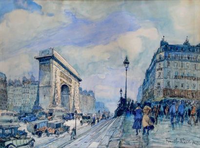 FRANK-WILL - 1900-1951 PARIS, LA PORTE SAINT MARTIN
Aquarelle signée en bas à droite.
44...
