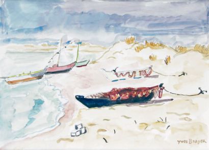 Yves BRAYER - 1907-1990 BATEAUX DE PÊCHE
Aquarelle signée en bas à droite.
22,5 x...