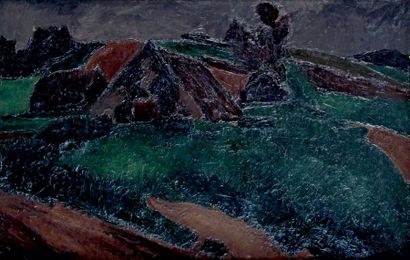 André DUNOYER de SEGONZAC - 1884-1974 LA CHAUMIÈRE
Huile sur toile signée en bas...