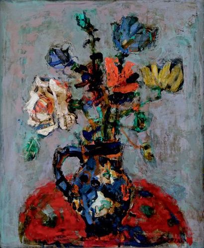 Paul AÏZPIRI - 1929-2016 VASE DE FLEURS
Huile sur toile signée en bas à droite.
65...