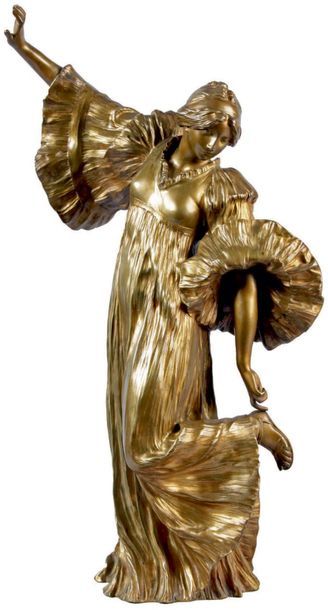 Agathon LEONARD - 1841-1923 DANSEUSE AU COTHURNE N° 5, JEU DE L'ÉCHARPE, 1900
Bronze...