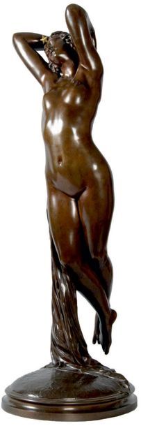 Joseph POLLET - 1814-1870 UNE HEURE DE LA NUIT, salon de 1848
Bronze à patines mordorée...