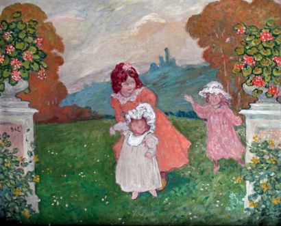 Georges d'ESPAGNAT 1870-1950 LES ENFANTS DANS LE PARC
Huile sur toile signée au centre...