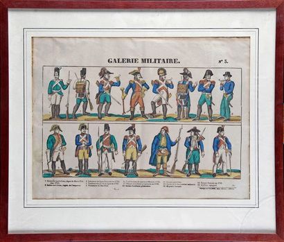 IMAGERIE DE CLÉMAREC (rue de la Harpe à Paris). Six bois rehaussés à thématique militaire....