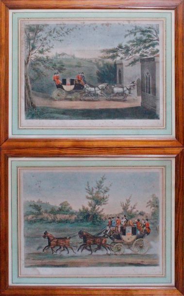 GRANDE-BRETAGNE, début XIXe siècle PAIRE DE LITHOGRAPHIES aquarellées figurant des...