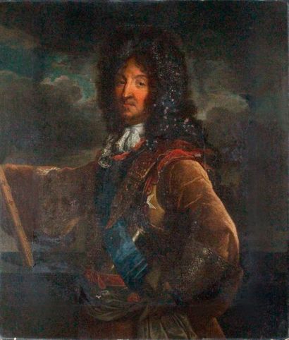 ÉCOLE FRANÇAISE vers 1690, entourage de Hyacinthe RIGAUD PORTRAIT DE LOUIS XIV EN...