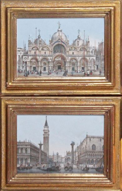 KIRCHERRAYS, école anglaise du XIXe siècle Deux lithographies sur Venise.
- LE GRAND...