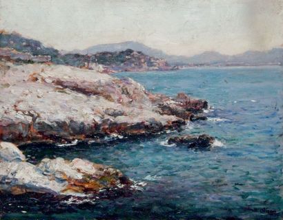 Jean-Baptiste OLIVE - 1848-1936 PAYSAGE DE MÉDITERRANÉE
Huile sur panneau signée...