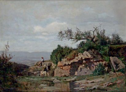 Nathanaël LEMAÎTRE - 1831-1897 LE CHEVRIER
Huile sur toile signée en bas à gauche.
40...