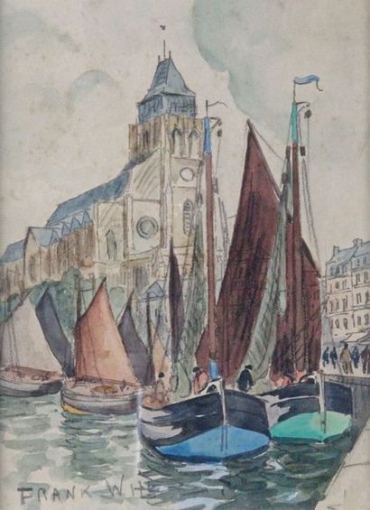 FRANK-WILL - 1900-1951 
BATEAUX AU PORT
Aquarelles en pendant signées en bas à gauche.
20...