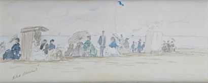 Félix MURNOT - né en 1924 
LA PLAGE
Aquarelle et mine de plomb signées en bas à gauche.
14,5...