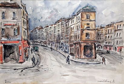 Robert L.P. LAVOINE - 1926-1999 
PARIS, MONTMARTRE
Aquarelle signée en bas à droite...