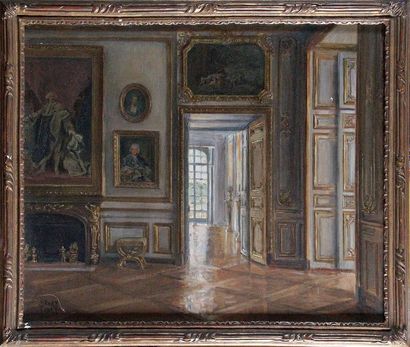 Henry TENRE - 1864-1926 
LES GRANDS SALONS
Huile sur toile signée en bas à gauche.
54...