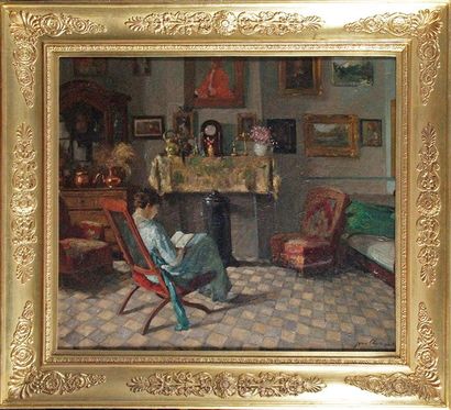Jean nan CLEEMPUT - 1881-1953 
LA LECTURE
Huile sur toile signée en bas à droite.
58...