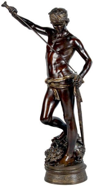 Antonin MERCIÉ - 1845-1916 DAVID VAINQUEUR, 1872
Bronze ciselé à deux patines brune...