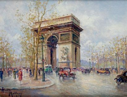 Henry MALFROY - 1895-1944 PARIS, L'ARC DE TRIOMPHE
Huile sur panneau signée en bas...