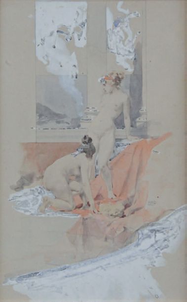 Ludwig MAROLD - 1865-1898 COUPLE PRÈS D'UNE BALUSTRADE, 1893
- L'ODALISQUE
Aquarelles...