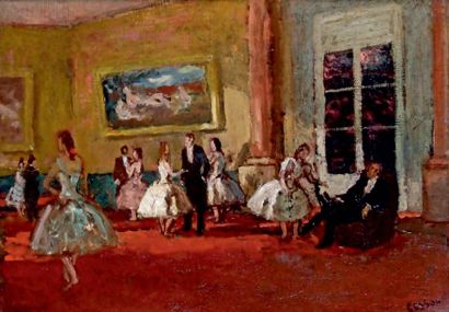 Marcel COSSON - 1878-1956 BALLERINE DANS LE FOYER
Huile sur toile signée en bas à...