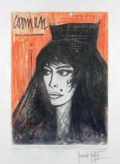 Bernard BUFFET - 1928-1999 CARMEN
Aquatinte signée et numérotée 158/275.
75 x 56