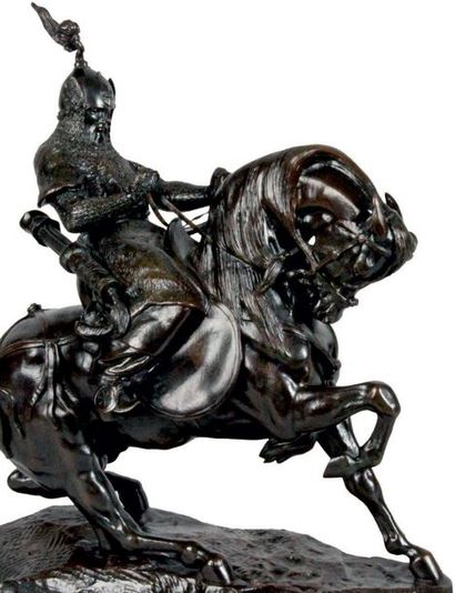 Antoine-Louis BARYE - 1795-1875 LE GUERRIER TARTARE, 1845
Groupe en bronze à patin...