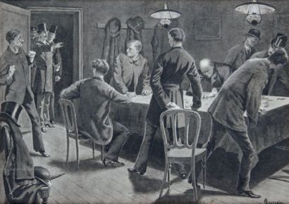 Gustave BOURGAIN - 1855-1921 LE TRIPOT
Lavis d'encre de Chine signé en bas à droite.
24...