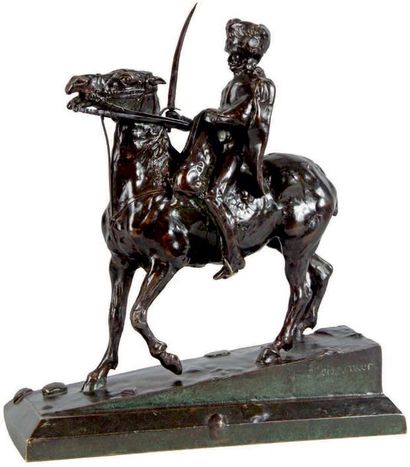 Ernest MEISSONIER - 1815-1891 HUSSARD À CHEVAL
Groupe en bronze à patine brun richement...