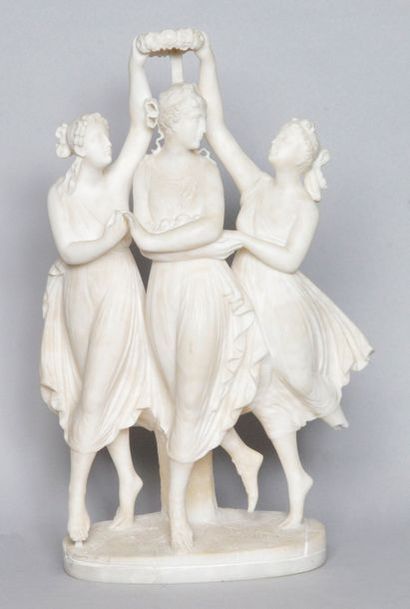 D'après l'Antique LES TROIS GRÂCES Groupe en albâtre. Fin XIXème
H.: 52 cm