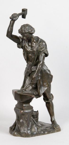 Édouard DROUOT - 1859-1945 
LE FORGERON, 1904
Bronze à patine mordorée signée, ancienne...