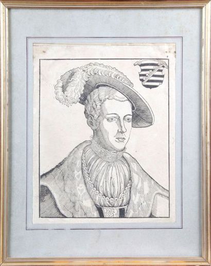 Ecole de Lucas CRANACH PORTRAIT DU DUC JEAN-ERNEST Ier DE SAXE-COBOURG (1521-1553),...