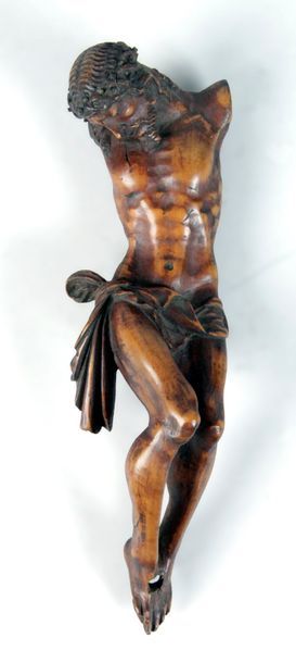 FRANCE, XVIIIe siècle 
CHRIST en buis sculpté.
(Manquent les bras).
H.: 17 cm