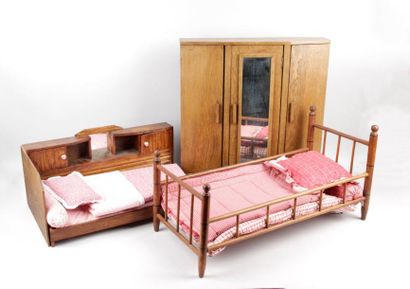 null MOBILIER DE POUPEE: Chambre à couché style art décor avec lit bibus et armoire...