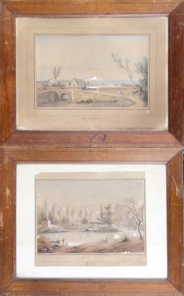 François-Alexandre PERNOT (1793-1865) - LE LAC (17 x 25,5 cm)
- LE PARC AUX DAIMS...